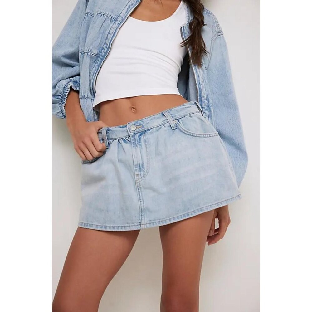Free People Light Blue Denim Skort